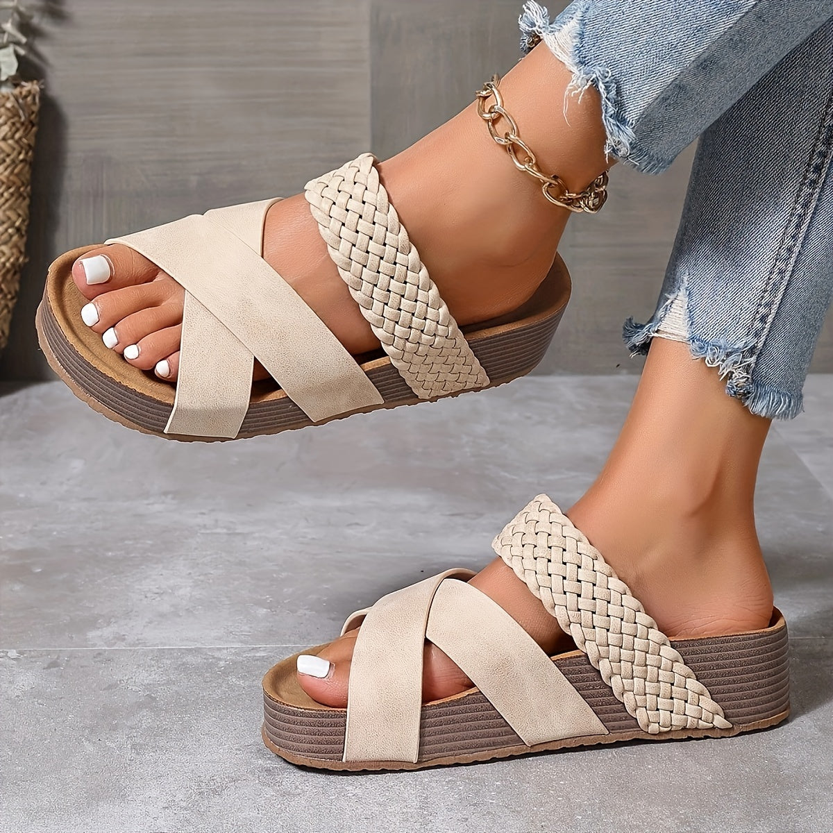 Esme | Crisscross Espadrille Slide Sandals