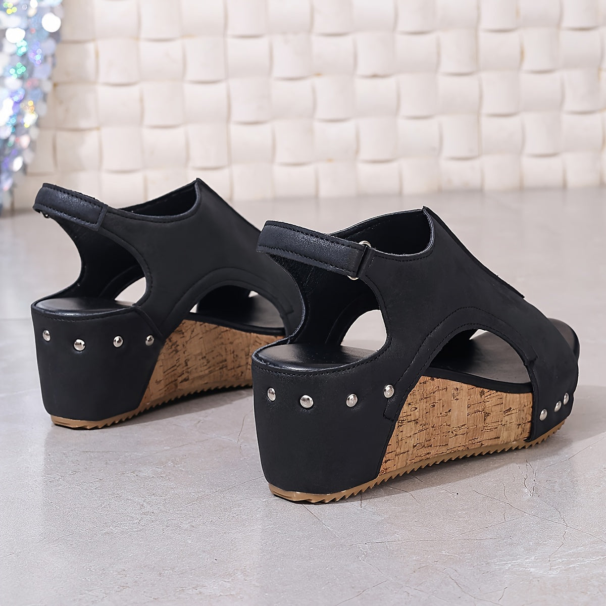 Clara | Vintage Peep-Toe Wedge Sandals