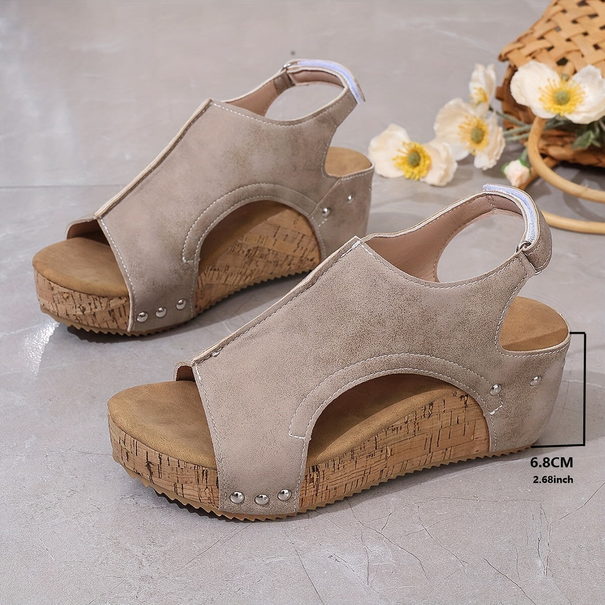 Clara | Vintage Peep-Toe Wedge Sandals