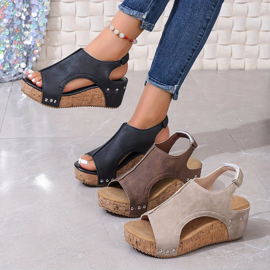 Clara | Vintage Peep-Toe Wedge Sandals